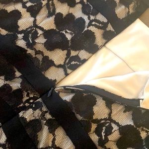 Black Mix Connected Sleeveless Lace Effect Dress - Size 10